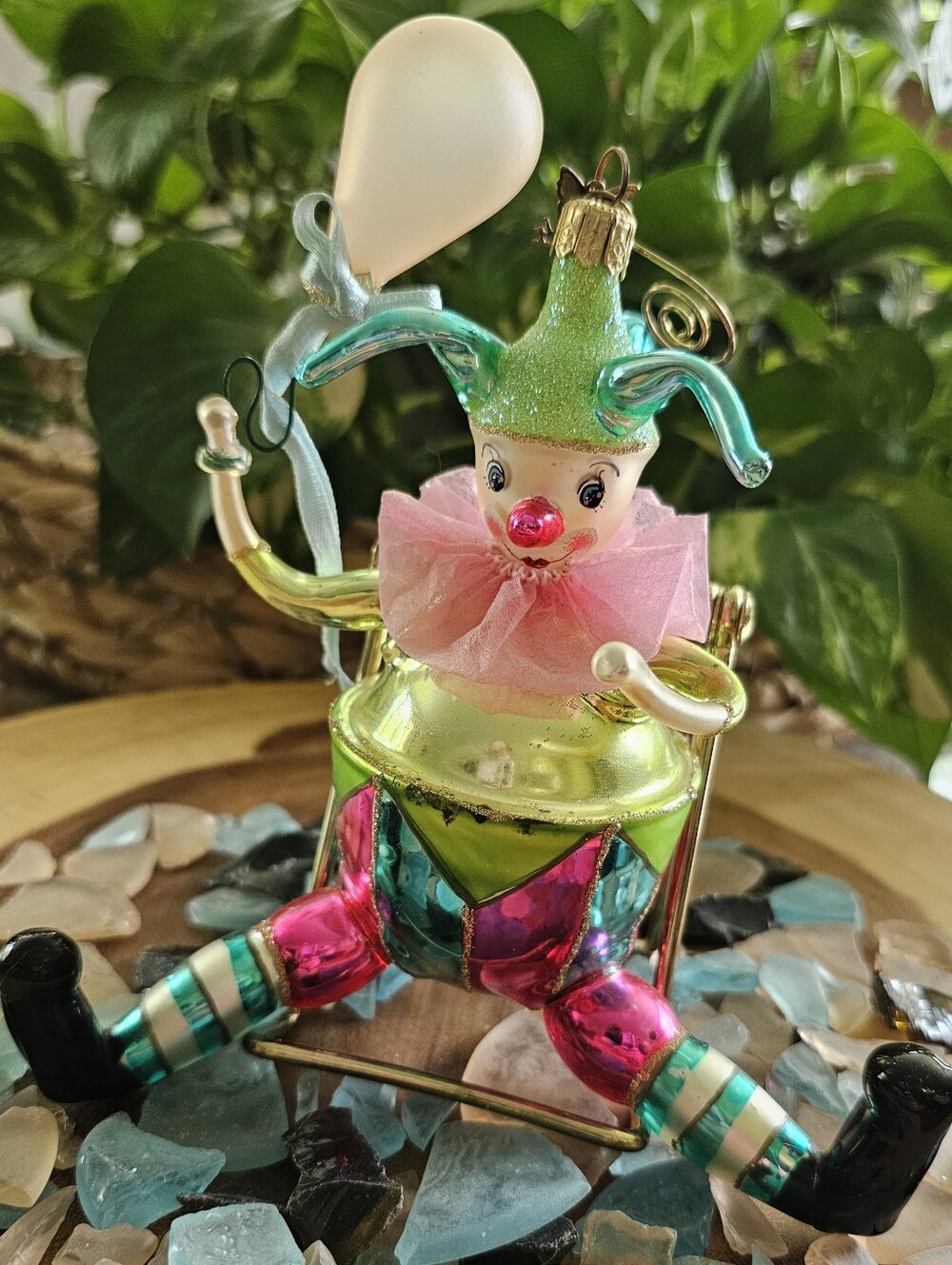 VERY RARE Collectible (2004) Italian Blown Glass Jester Clown Ornament